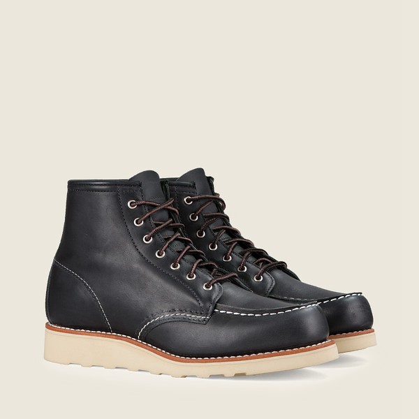 Red Wing Heritage Boots Womens Black - 6-inch Classic Moc - Short Boundary Leather - 1964052-QZ